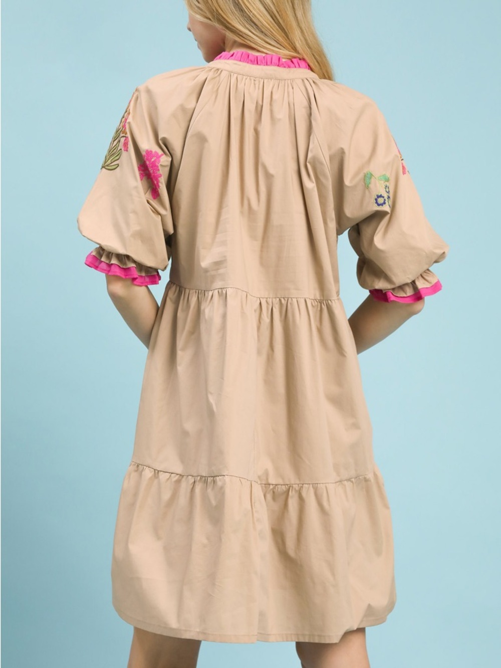 Umgee Embroidered Floral Tiered Dress - Picture 3 of 5